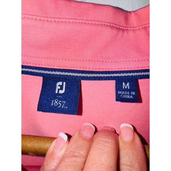 FootJoy Lisle Weather Print Self Collar Polo Pink Peach Golf Shirt Casual Top - Picture 3 of 8